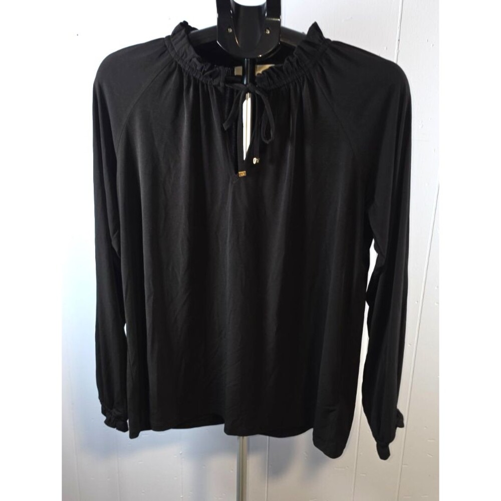Michael Michael Kors Flowy Black Pheasant Slinky Top Shirt Size Large L